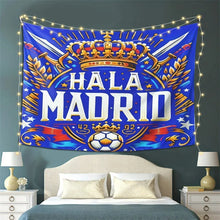 Lade das Bild in den Galerie-Viewer, Stylische Fan-Deko für dein Zuhause | Hala Madrid Wandteppich