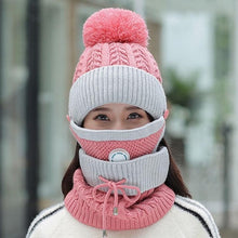 Lade das Bild in den Galerie-Viewer, Warme Strickmütze mit Schal und Maske | 3er Set - selley.de